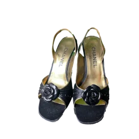 Brand New Chanel Camellia Satin Slingbacks 36.5