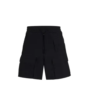 Cargo Shorts in Water-repellent Canvas With Phone Pocket - Black