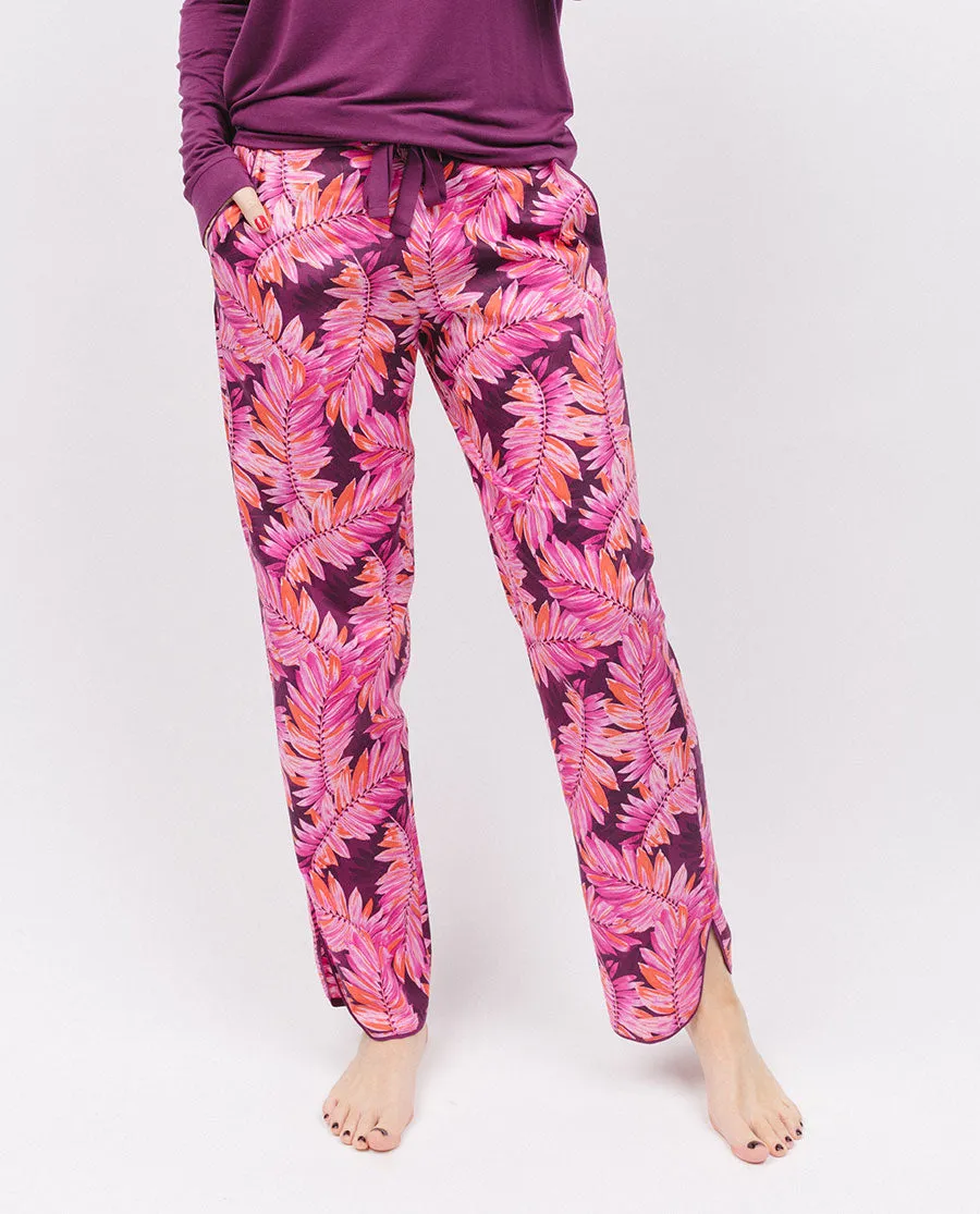 Carina Palm Leaf Print Pyjama Bottoms