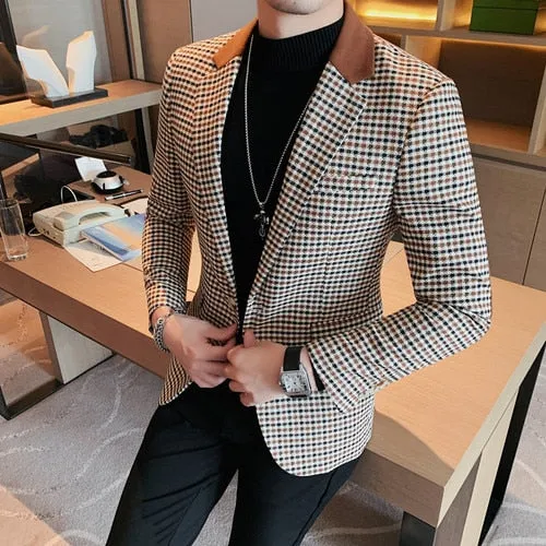 Casual Solid Blazer Jacket for Men