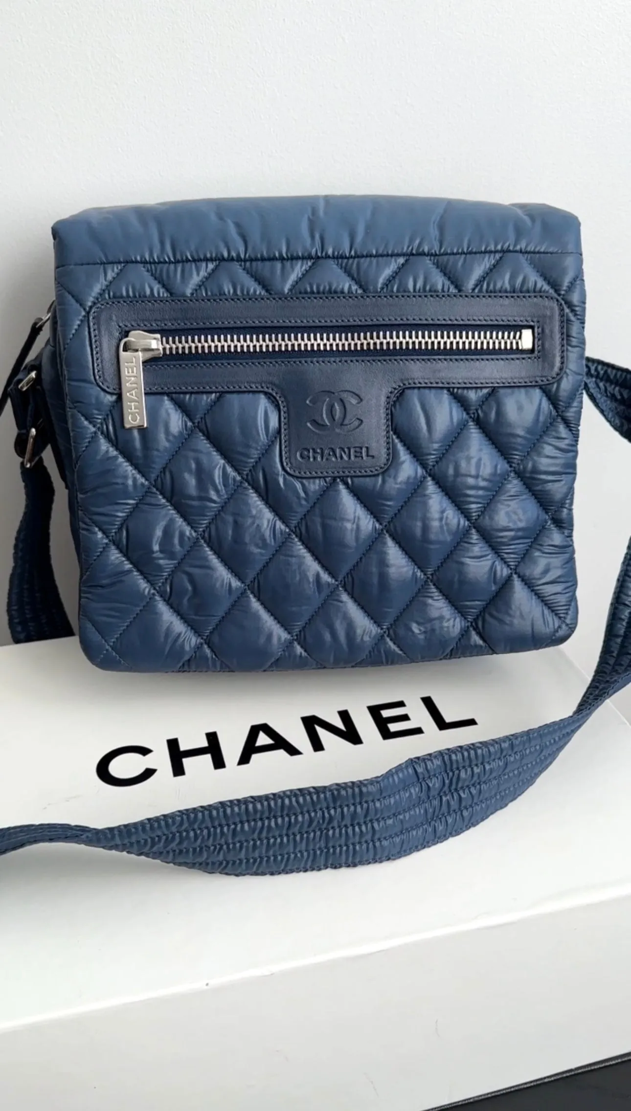 Chanel Blue Nylon Coco Cocoon Crossbody Messenger Bag