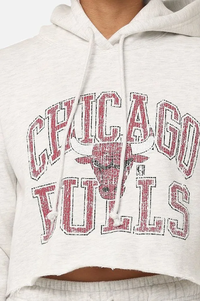 Chicago Bulls Arch Logo Crop Hood - White Marle