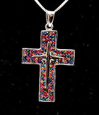 Christian Cross Pendant With Colored Gemstones 1#