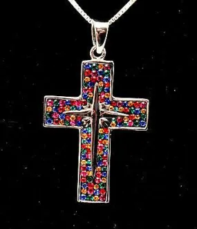 Christian Cross Pendant With Colored Gemstones 1#