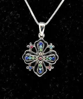 Christian Cross Pendant With Colored Gemstones 3#