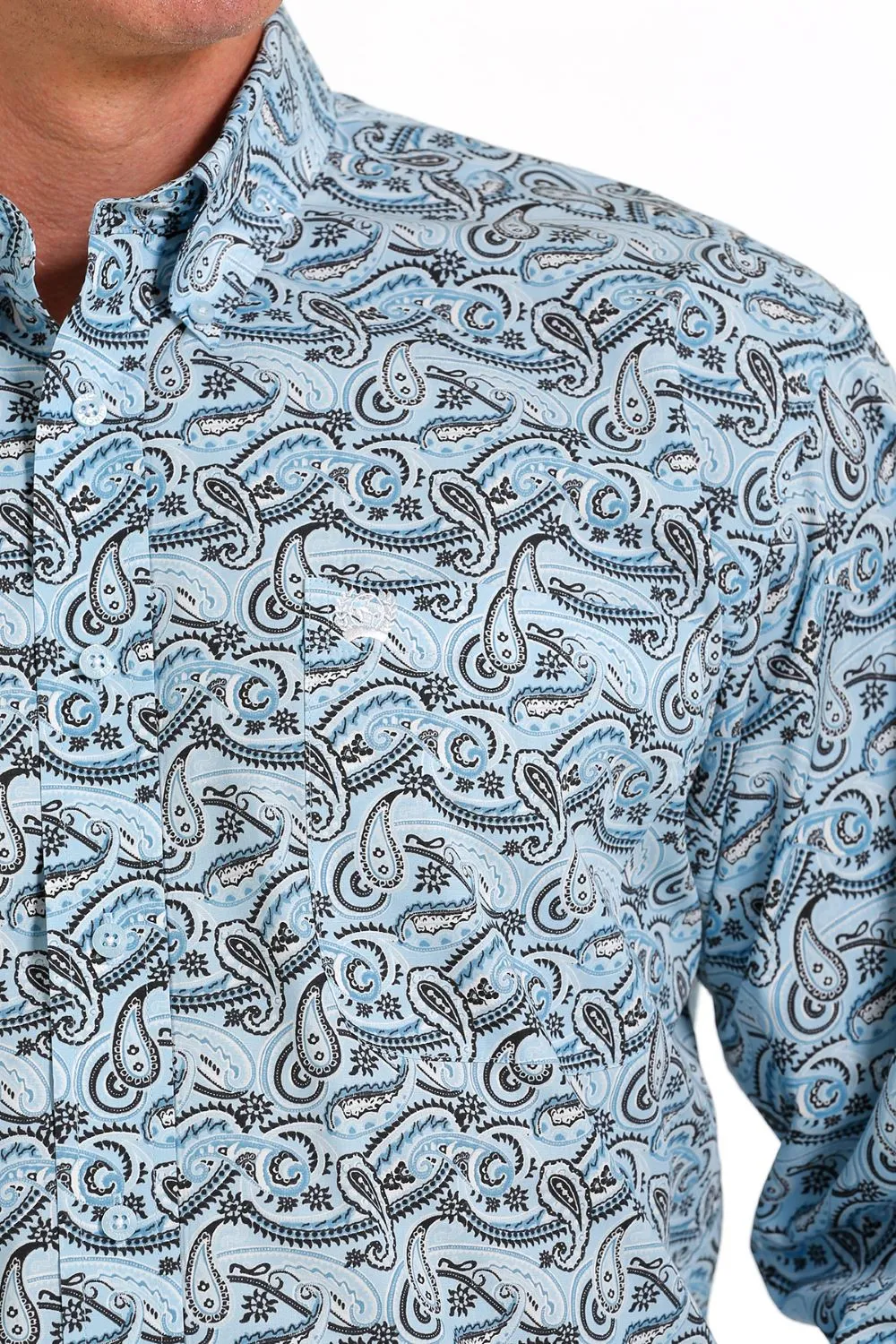 'Cinch' Men's Paisley Print Classic Fit Button Down - Light Blue