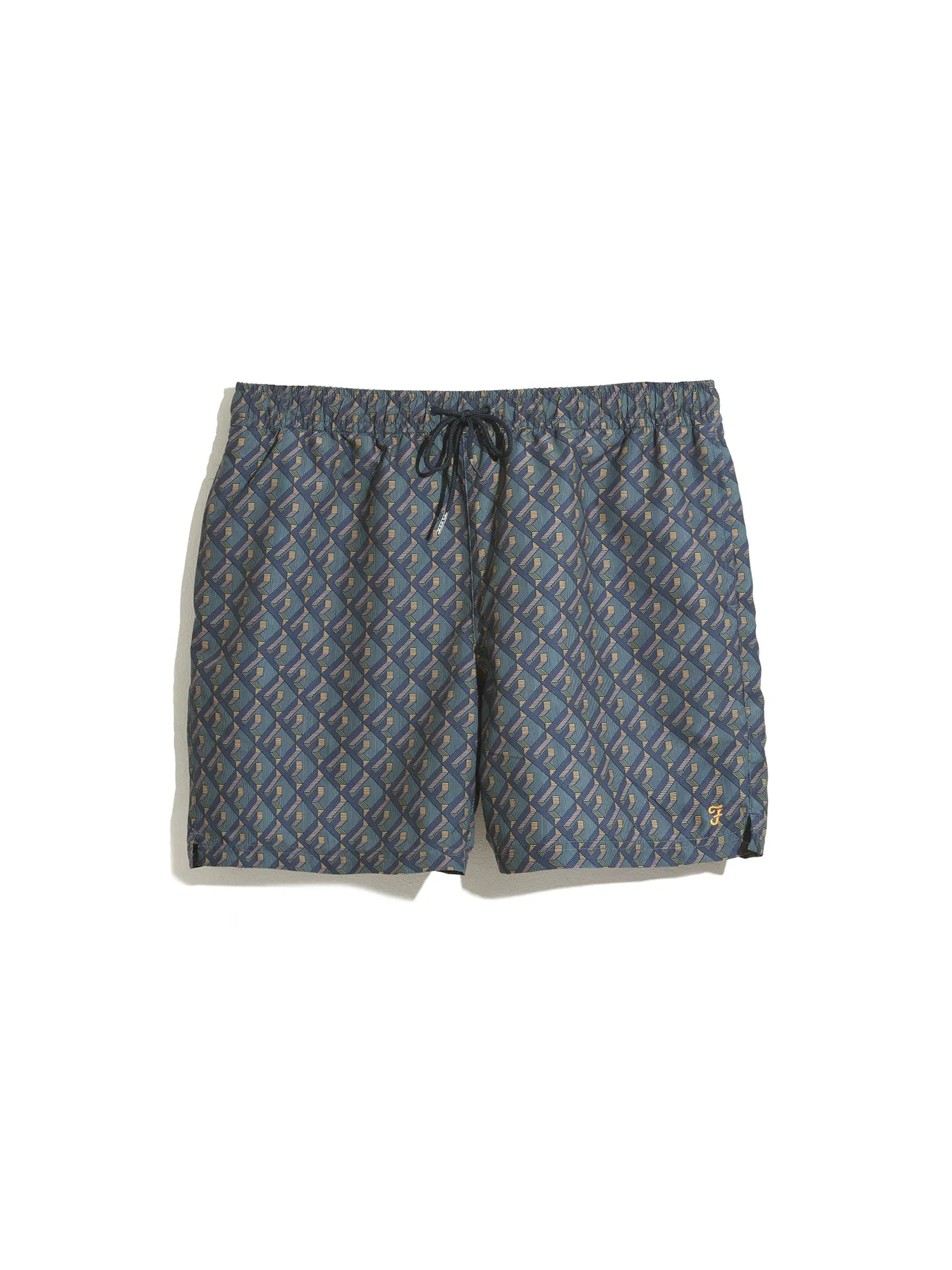 Colbert Geo Print Swim Shorts In True Navy