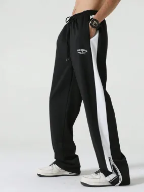 Contrast Sideseam Drawstring Waist Sweatpant