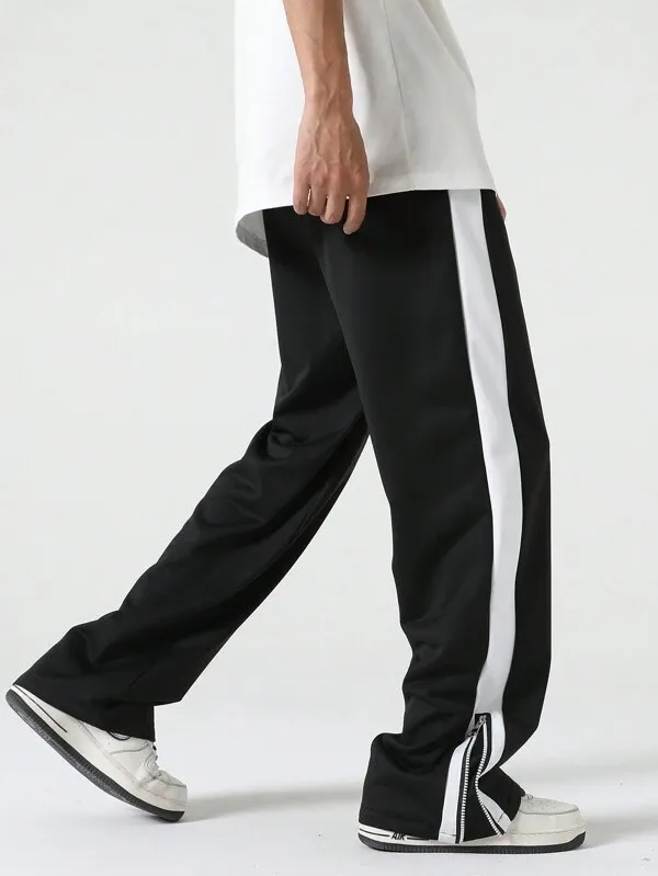 Contrast Sideseam Drawstring Waist Sweatpant