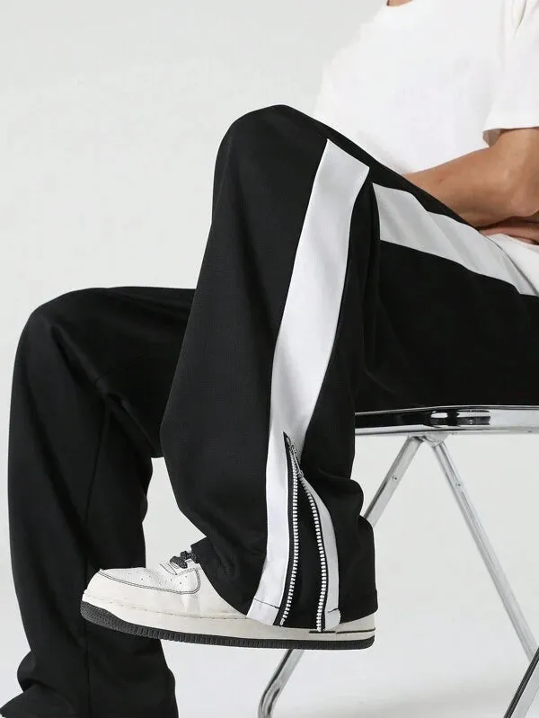 Contrast Sideseam Drawstring Waist Sweatpant