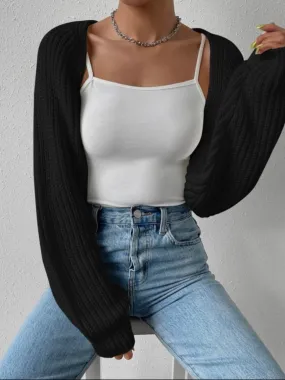 Cropped Shrug Cardigan | Black