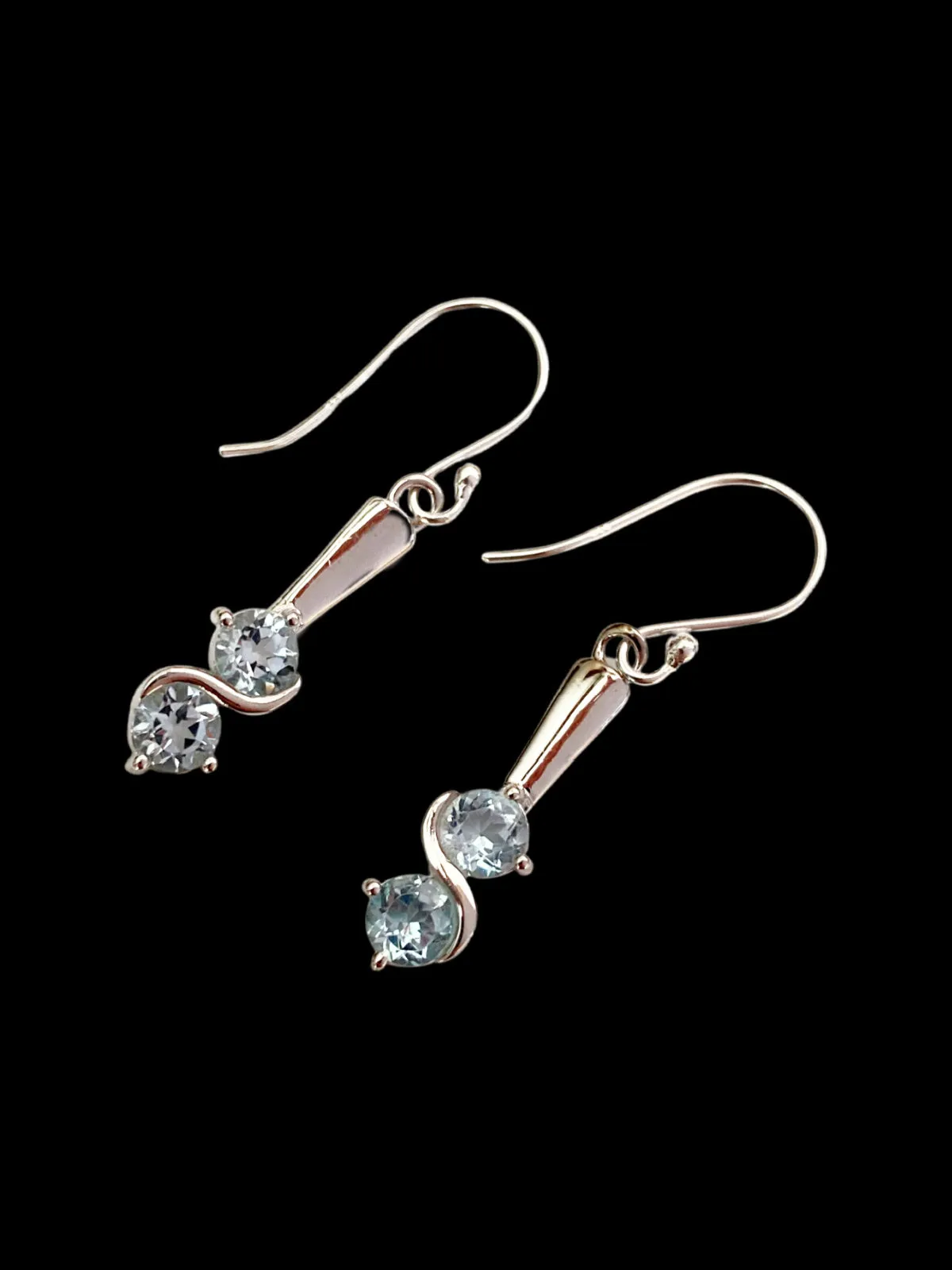 Double Blue Topaz Swirl Dangles