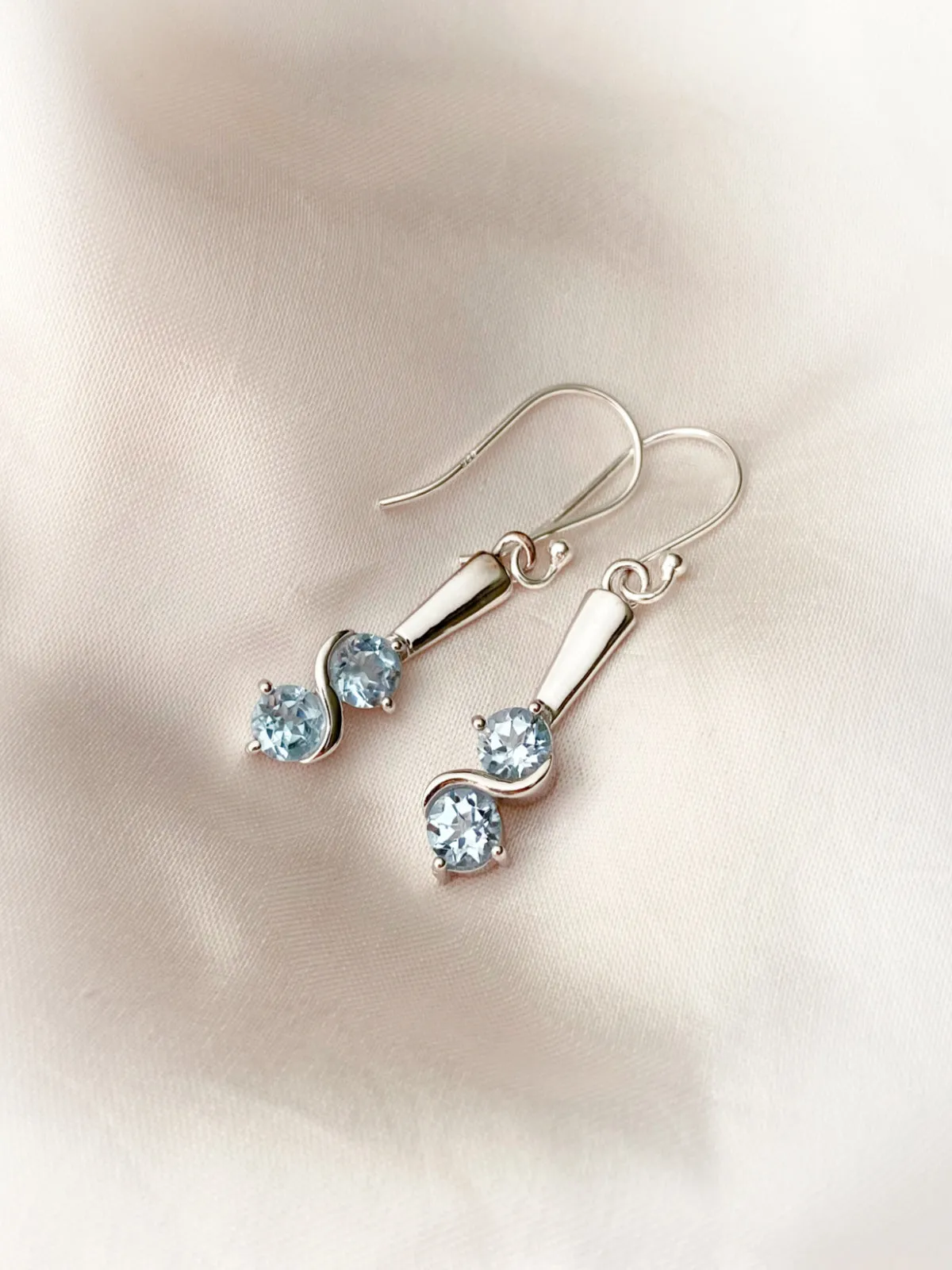 Double Blue Topaz Swirl Dangles