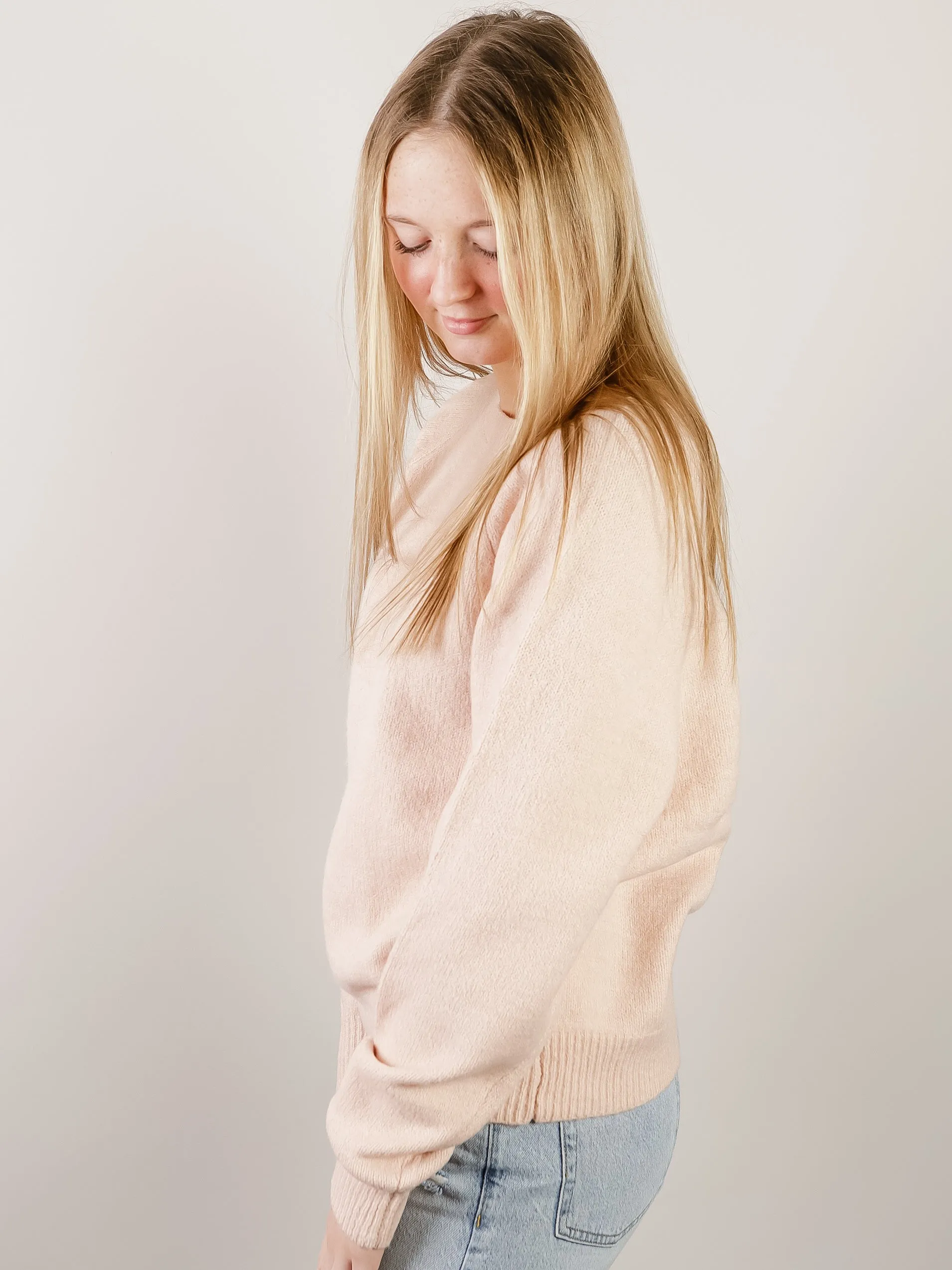 Dusty Pink Basic Long sleeve Sweater