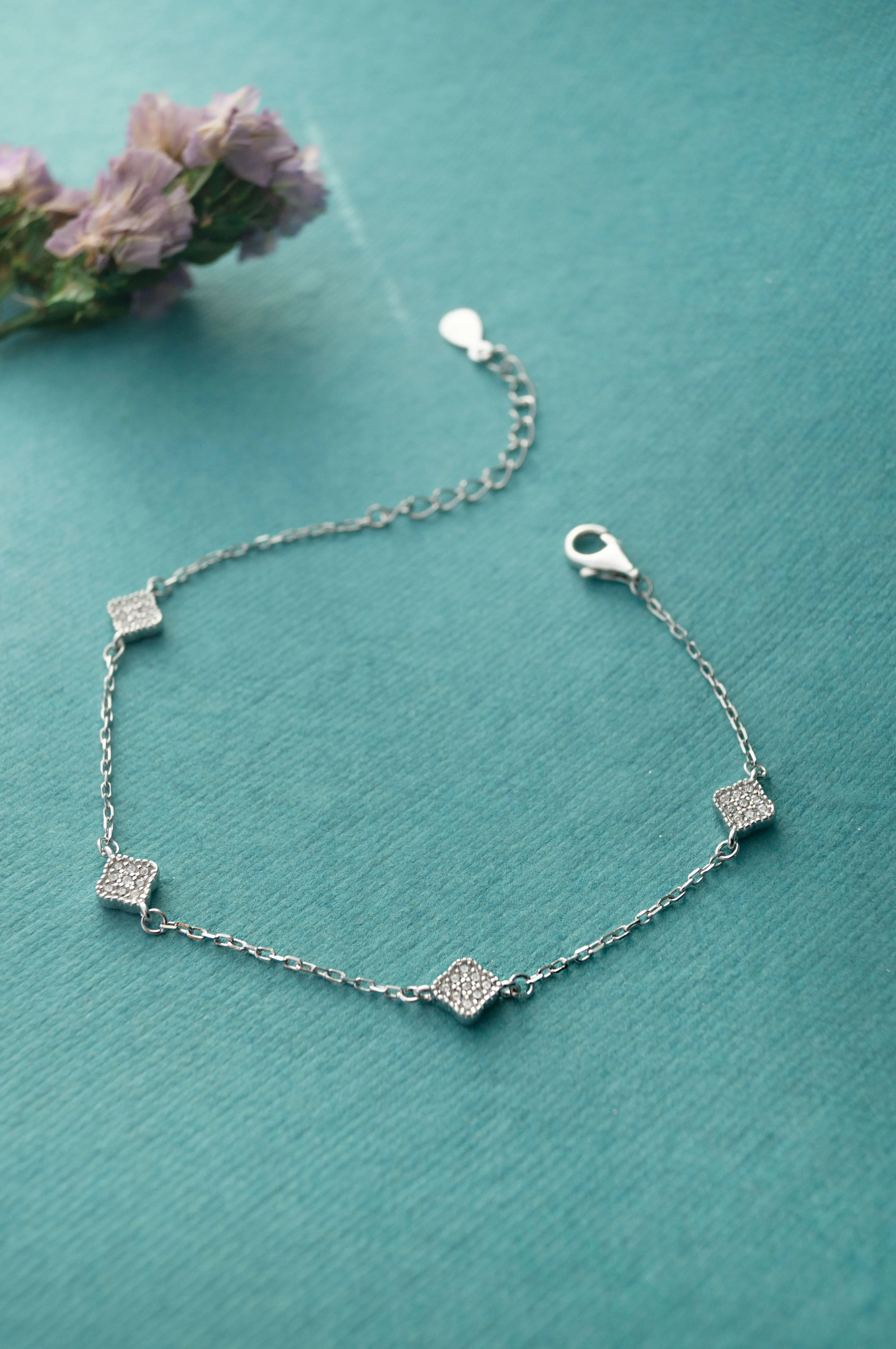 Edgy Station Sterling Silver Chain Bracelet