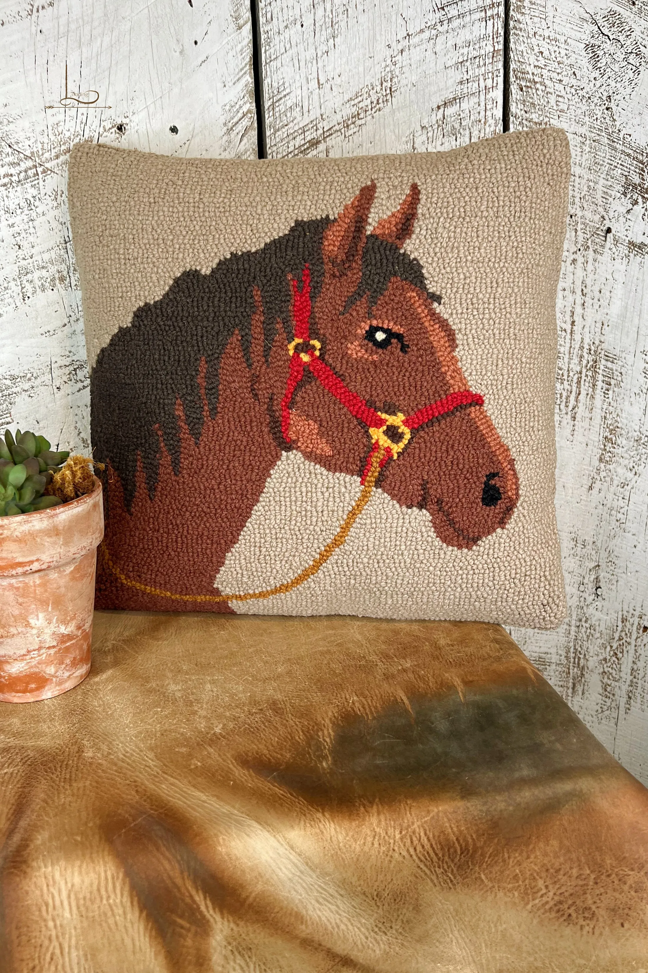 El Caballo ~ Wool Hooked Pillow