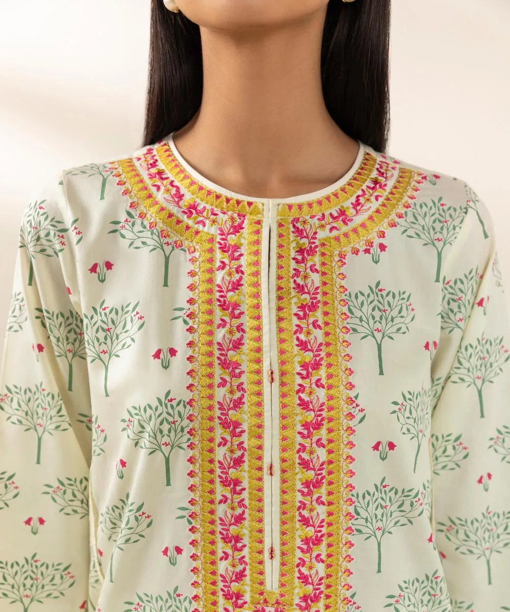 Embroidered Cotton Satin Shirt