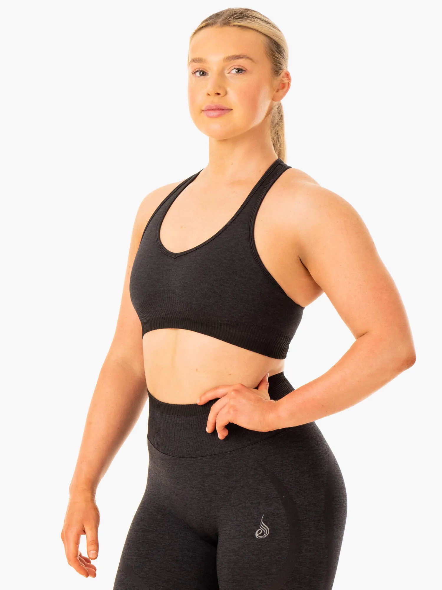 Excel Seamless Sports Bra - Black Marl