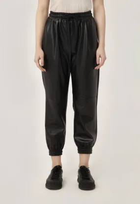 Faux Leather Solid Jog Pants