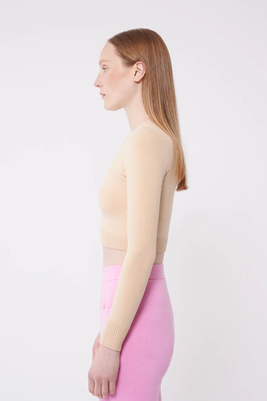 Fieno Peachskin Long Sleeve Crop Crew