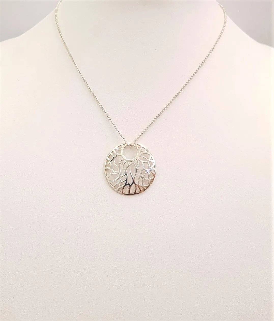 Floral Circular Silver Pendant