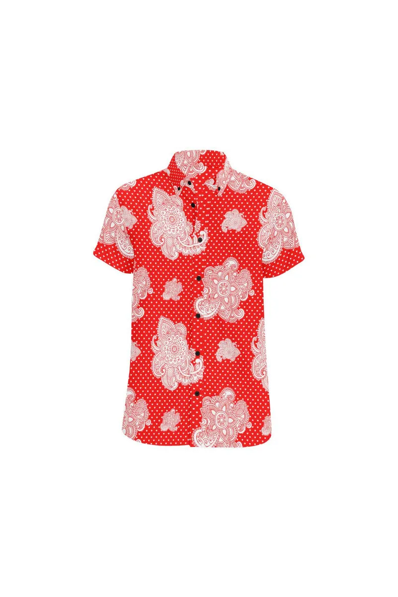 Floral Paisley on Hearts Men's All Over Print Short Sleeve Shirt