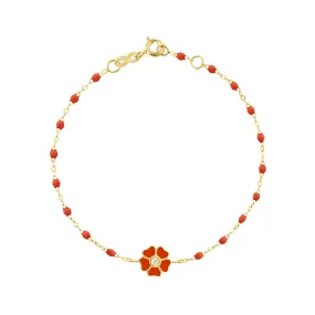 Flower Classic Gigi Coral diamond bracelet, Yellow Gold, 6.7"