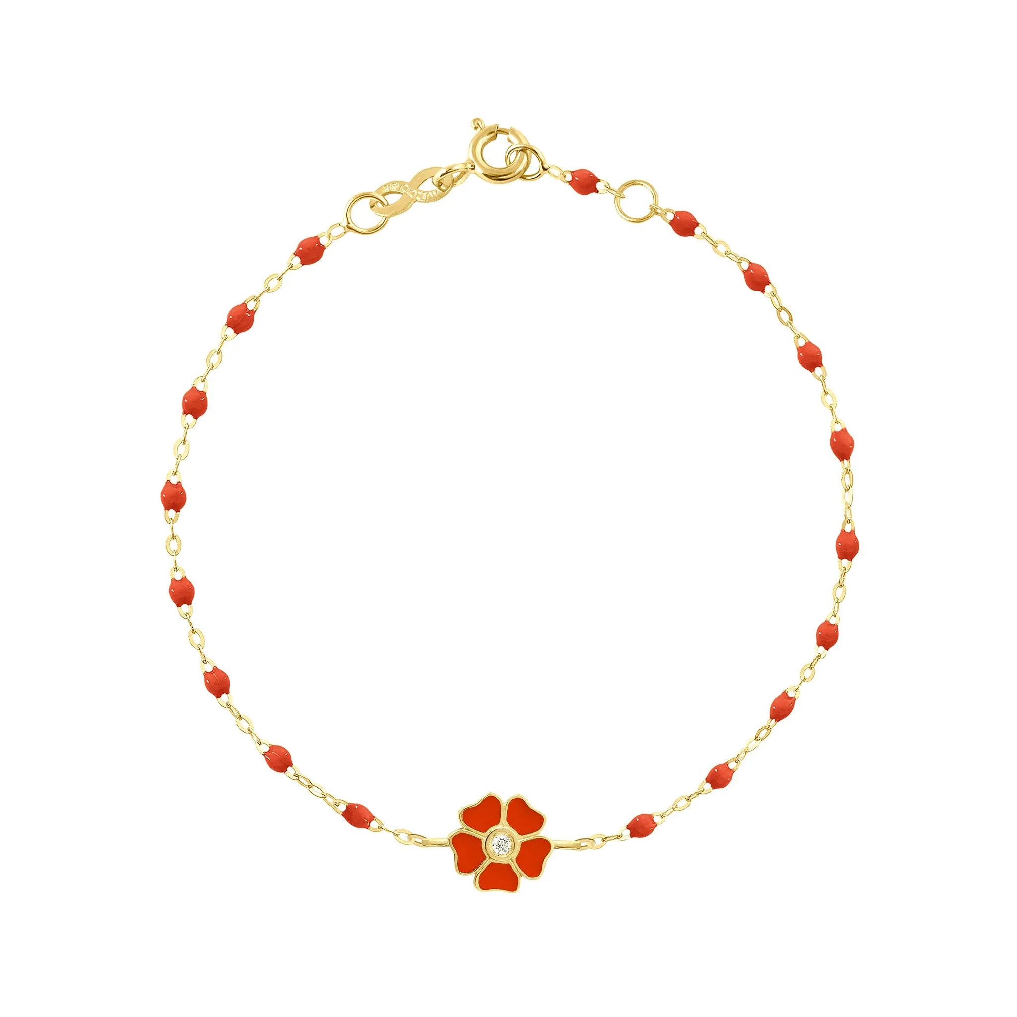 Flower Classic Gigi Coral diamond bracelet, Yellow Gold, 6.7"