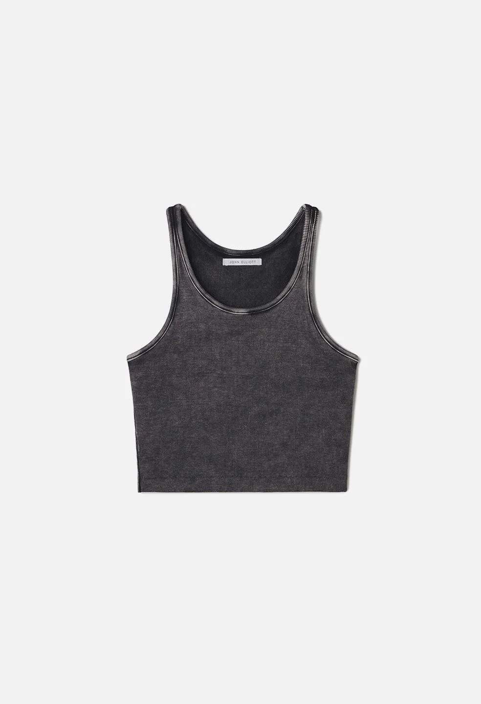 Gemini Rib Cropped Tank / Mineral Wash Black