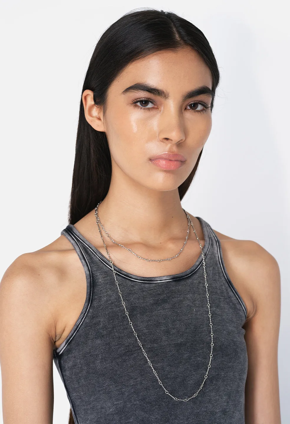 Gemini Rib Cropped Tank / Mineral Wash Black