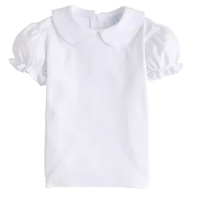 Girl's Short Sleeve Peter Pan Blouse - White