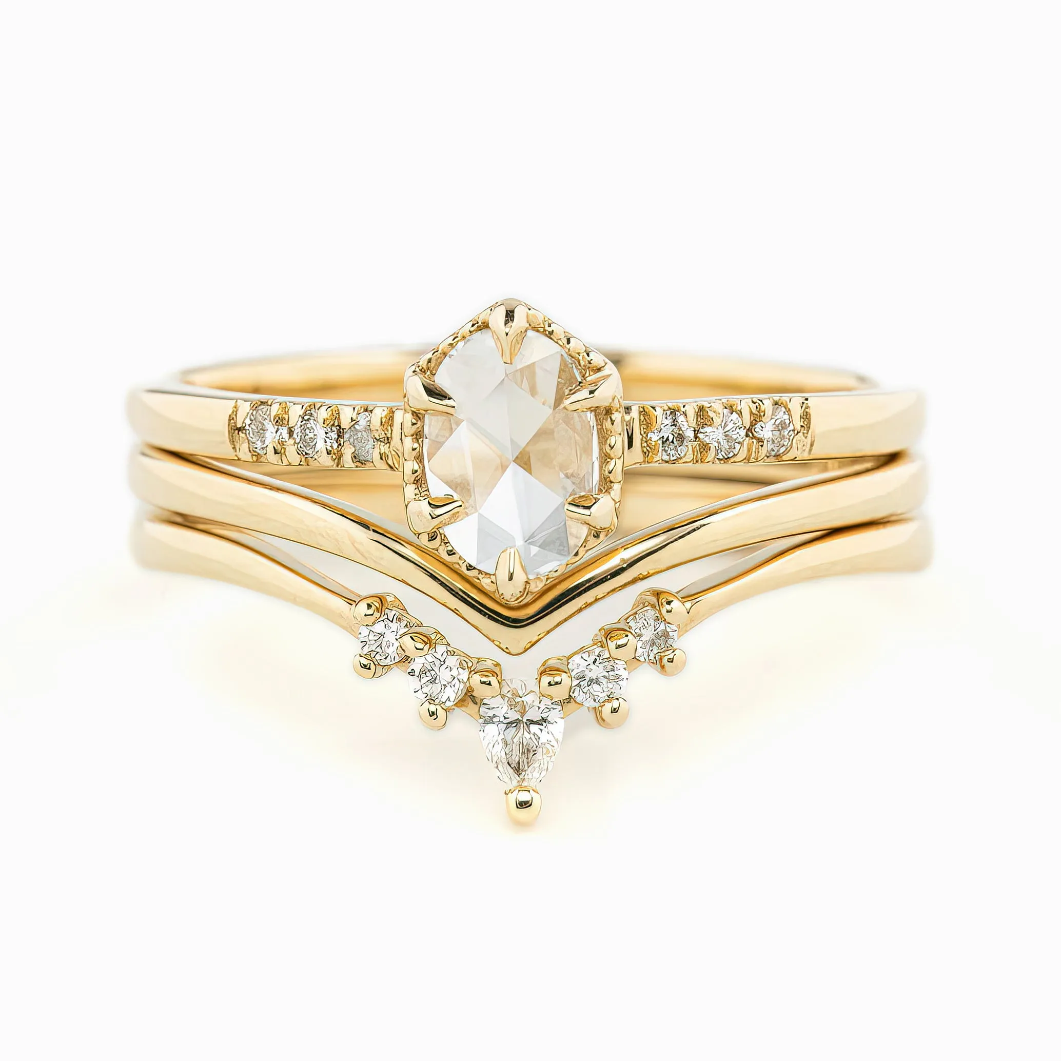 Grace Ring 0.37ct Oval Rose Cut Diamond, 14K Yellow Gold (One of a kind)