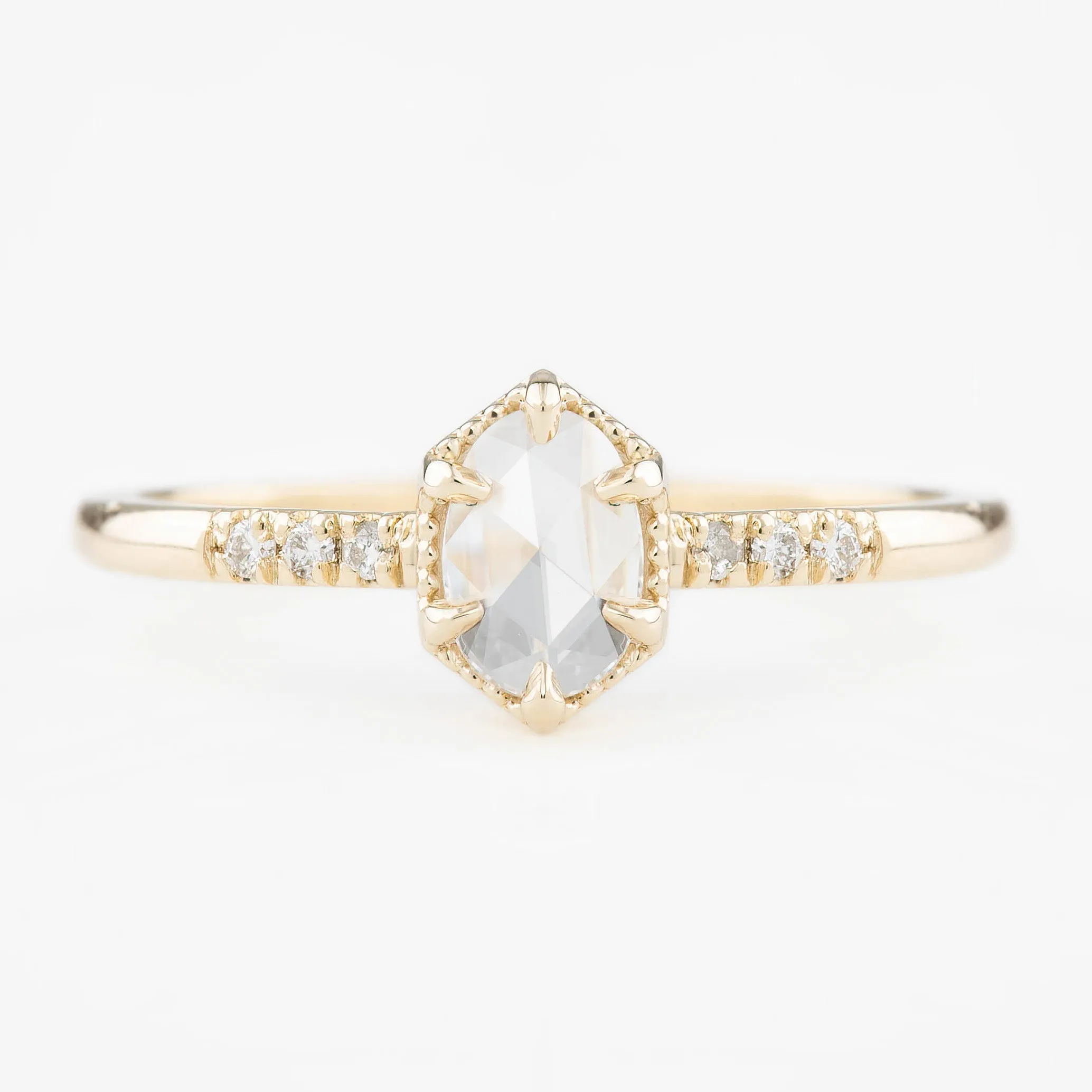 Grace Ring 0.37ct Oval Rose Cut Diamond, 14K Yellow Gold (One of a kind)