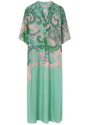 Gustav Anika long shirt dress 49511 Kjole - Neptune Green Paisley Print