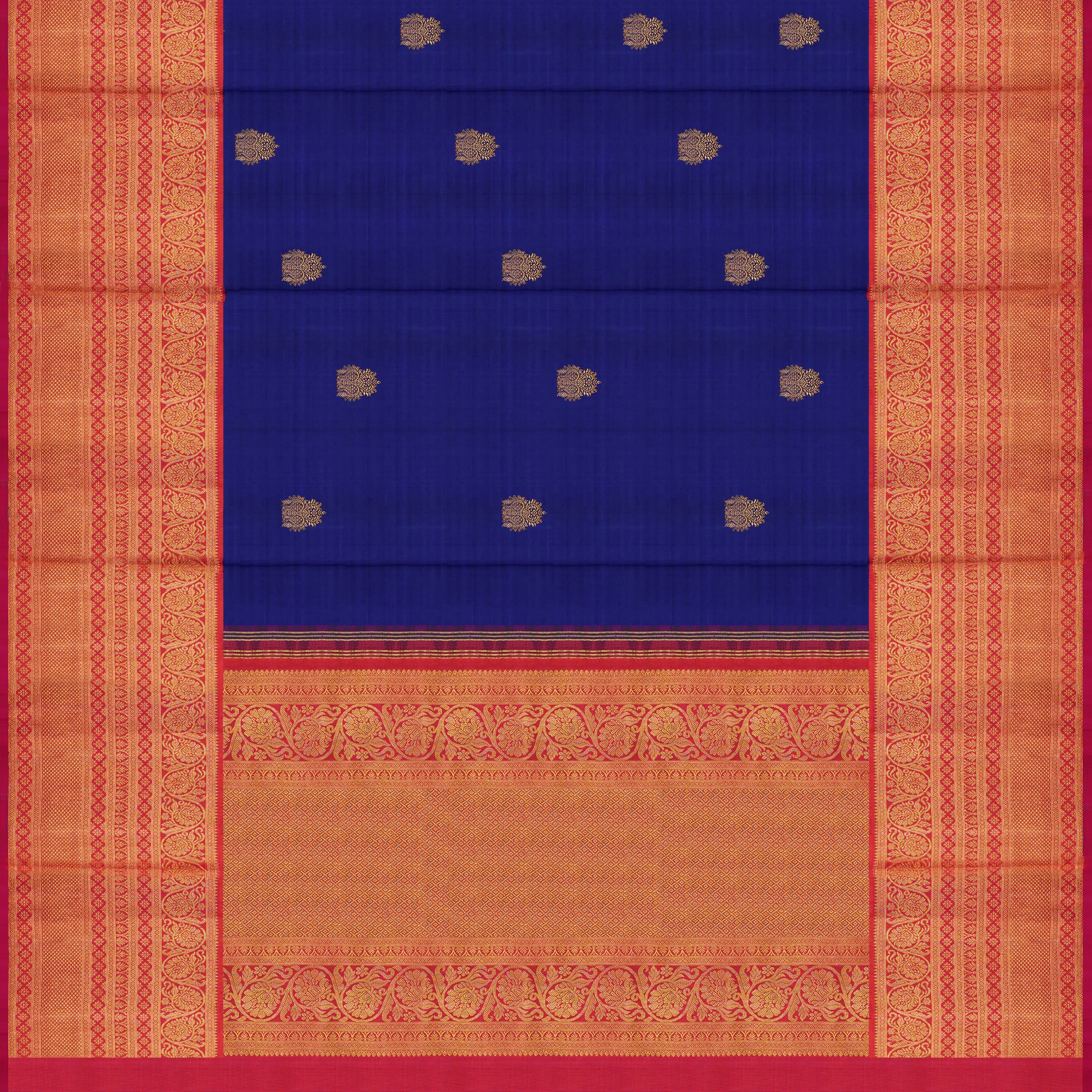 Handwoven Blue with Pink Kanjivaram Silk Saree - 1900T004064DSC