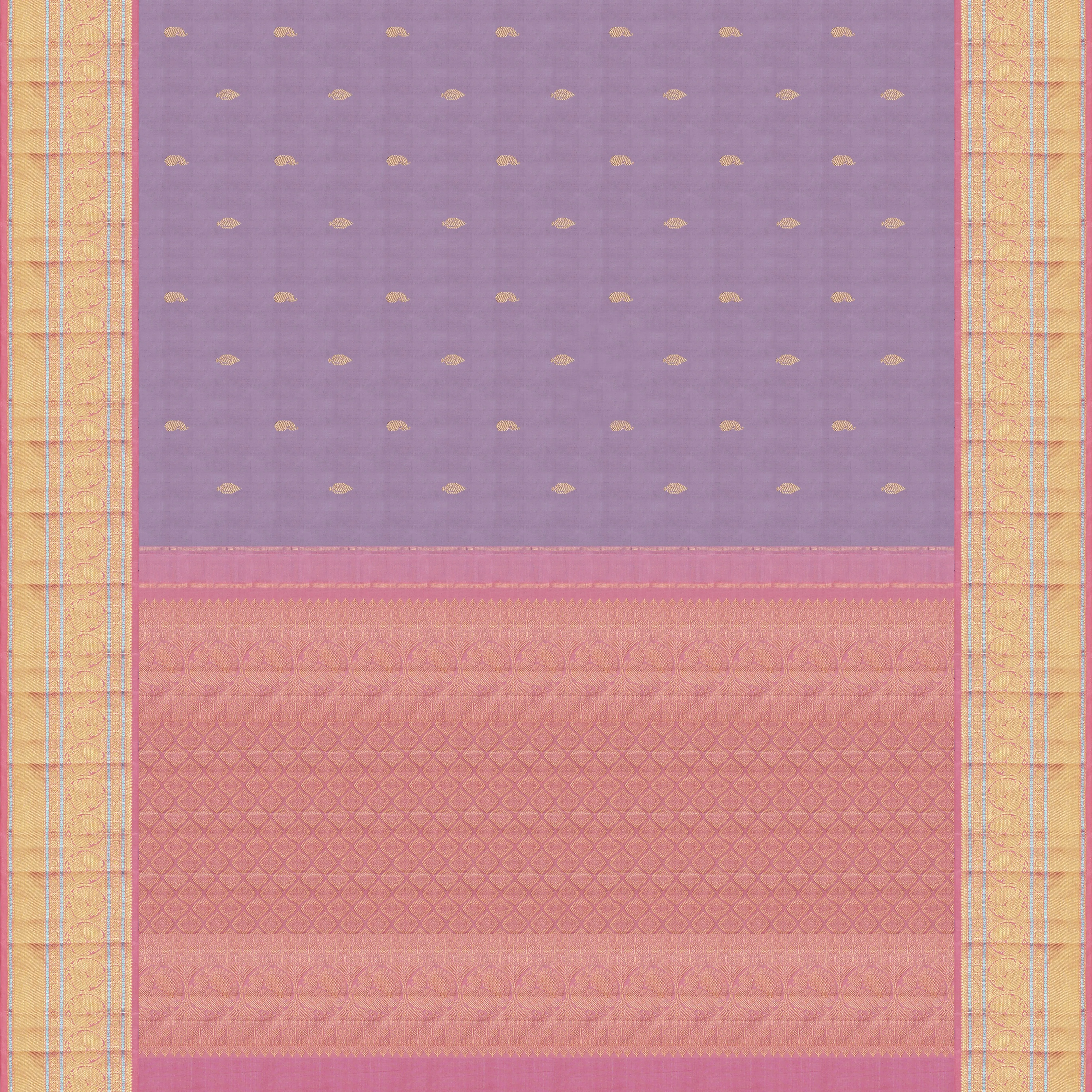 Handwoven Lilac with Pink Kanjivaram Silk Saree - 1918T009002DSC