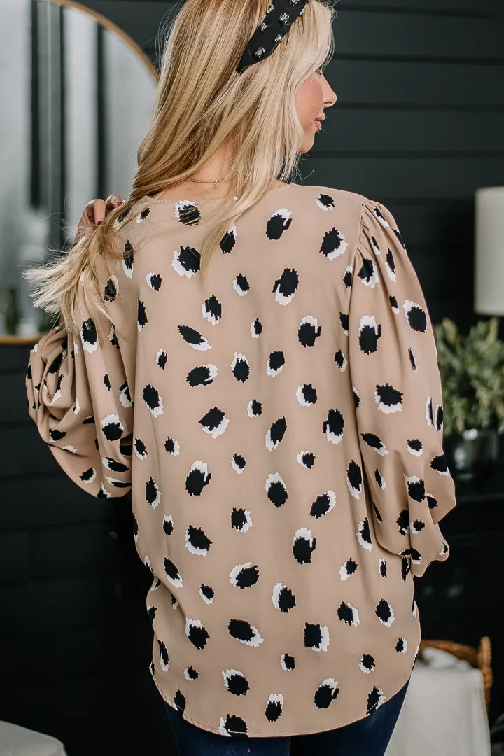 Here To Stay Printed Top | Beige