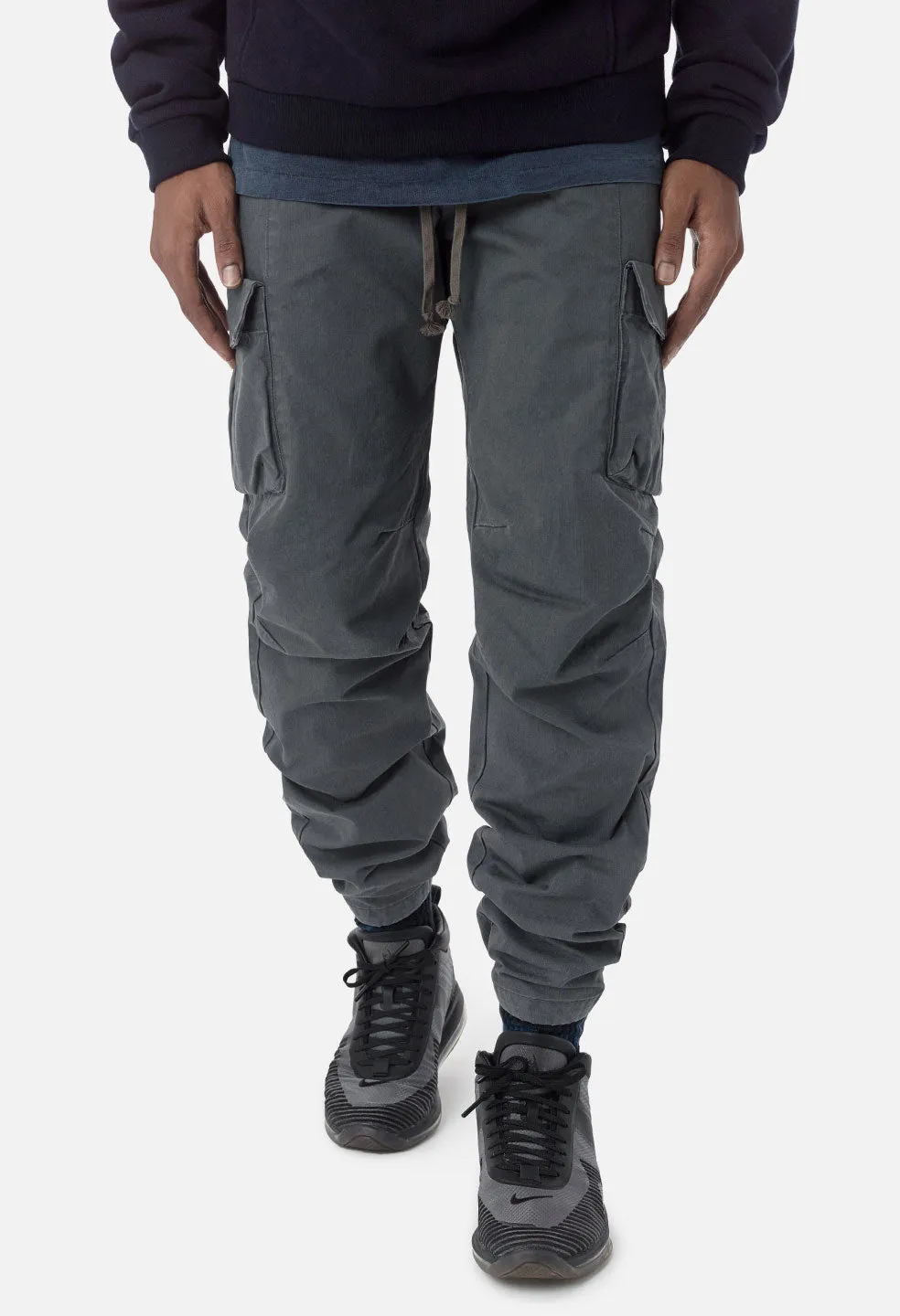 Herringbone Cargo Pants / Charcoal