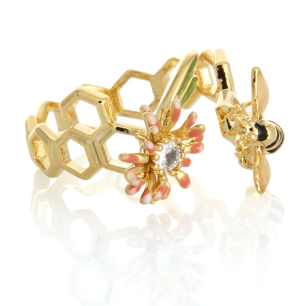 Honeycomb and Flower Ring