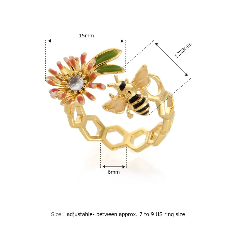 Honeycomb and Flower Ring