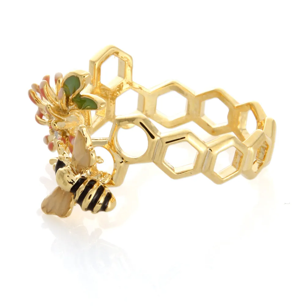 Honeycomb and Flower Ring