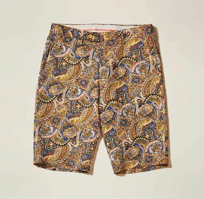 Inserch Premium Linen Paisley Print Short P21908-62 Pink