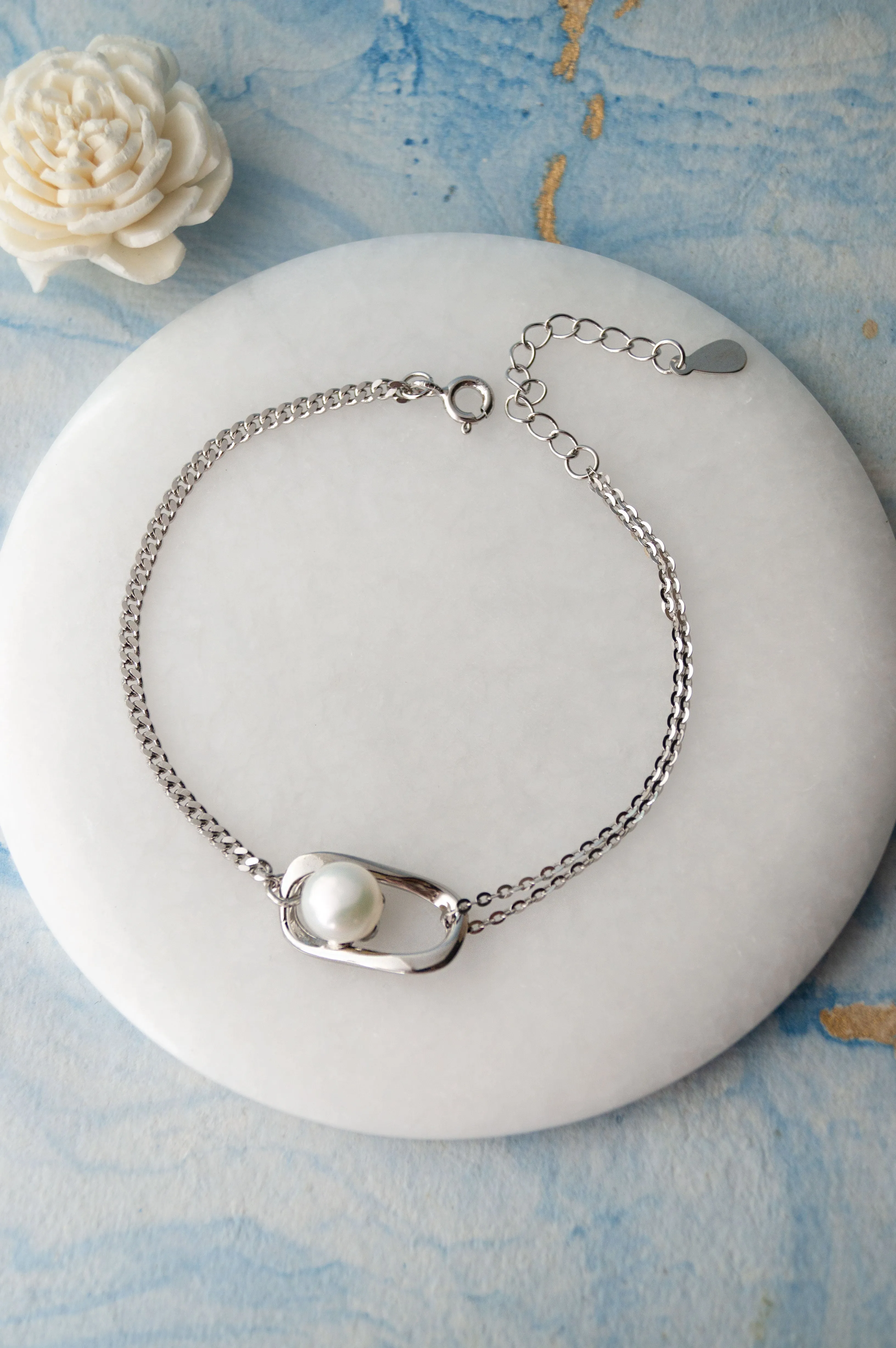 Joy Of Dance Pearl Sterling Silver Chain Bracelet