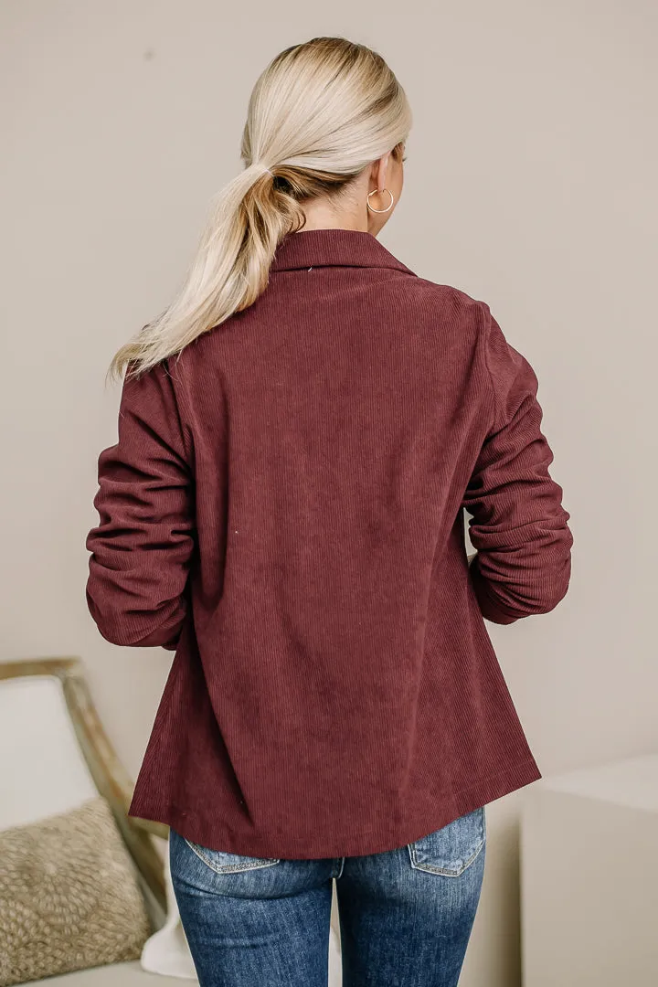 Just Own It Corduroy Blazer Jacket | Burgundy