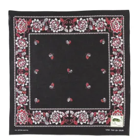 KAPITAL FASTCOLOR SELVEDGE BANDANA ROCKWELL FLOWER BLACK