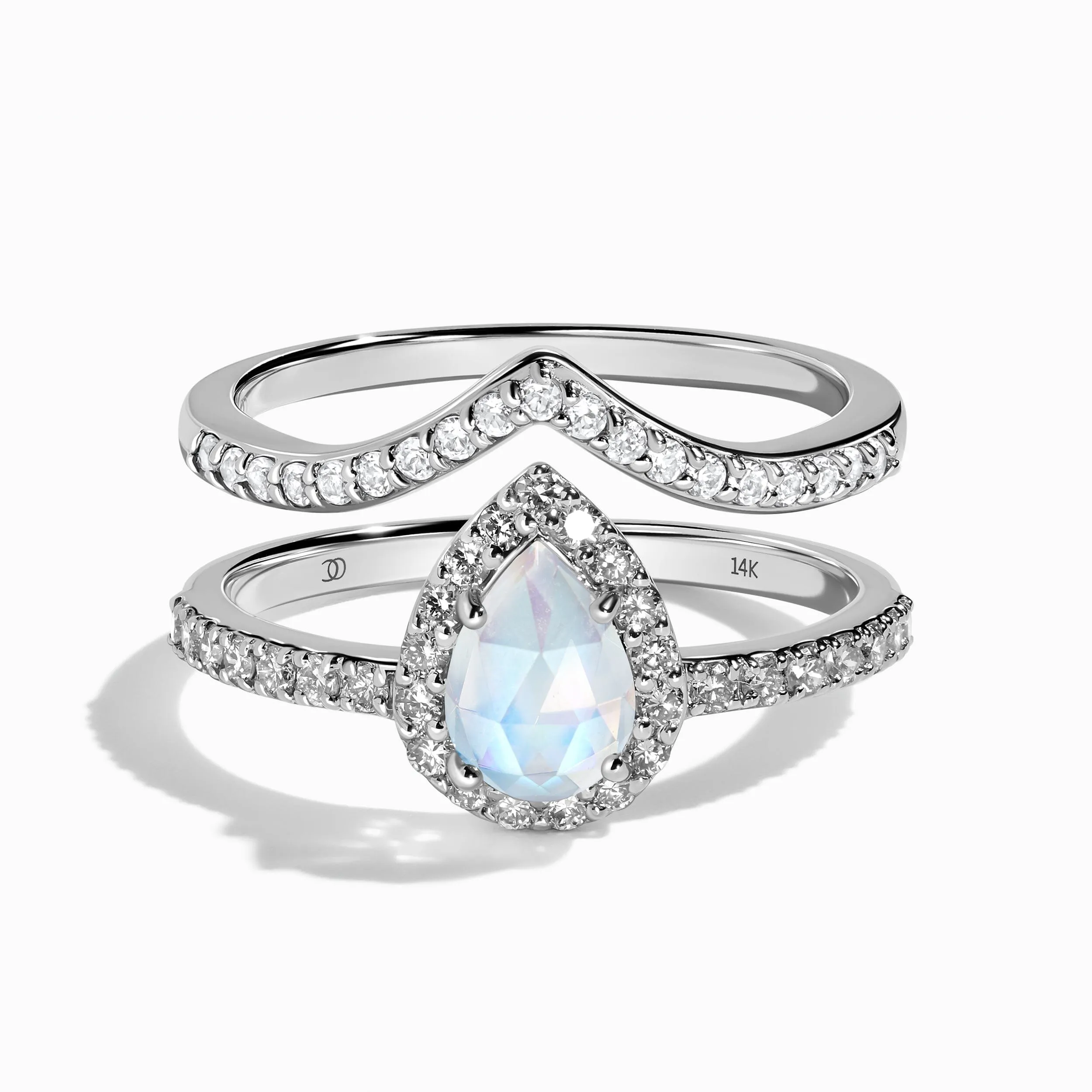 Lab Diamond Tear of Joy Ring & Bonding Arc Band