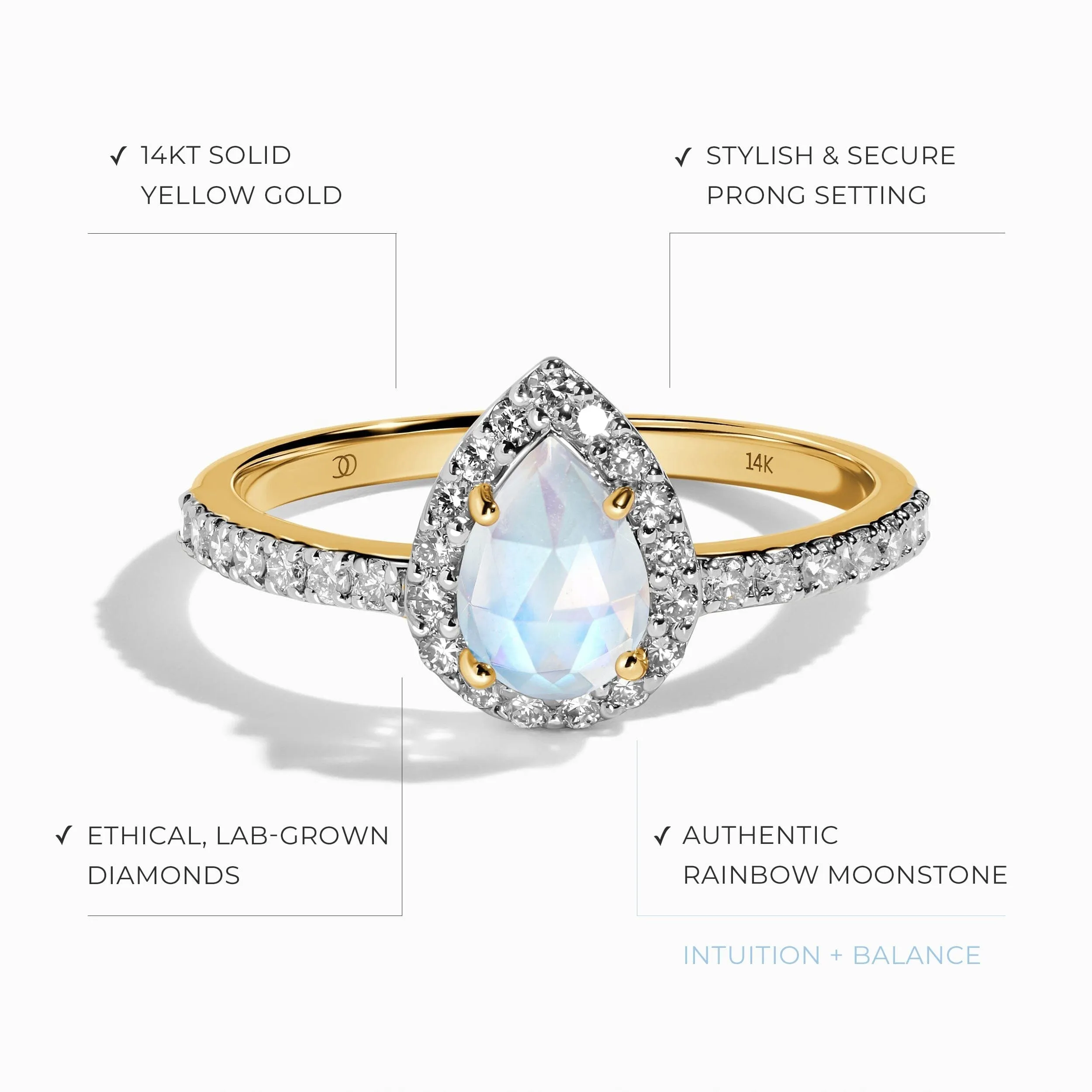 Lab Diamond Tear of Joy Ring & Bonding Arc Band