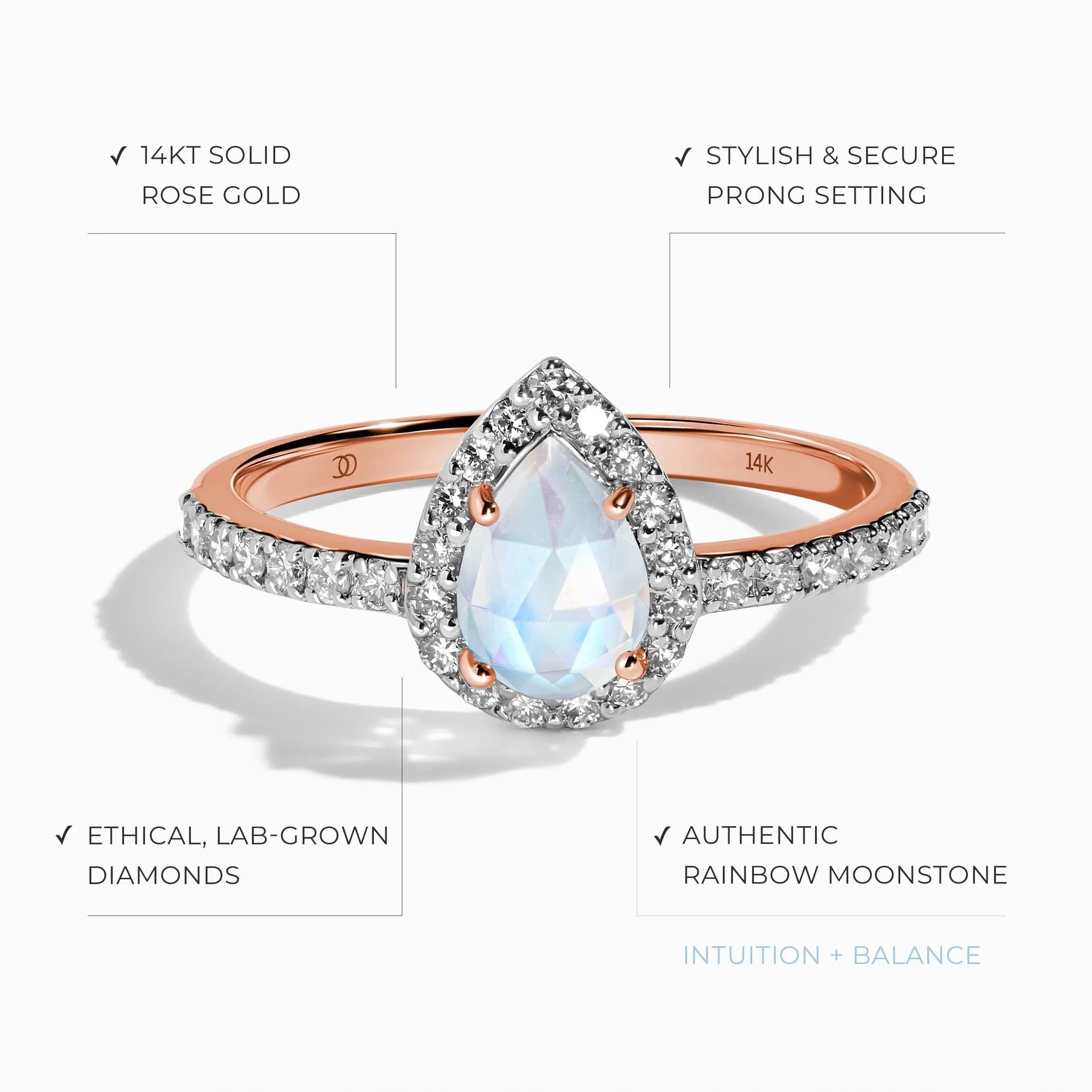 Lab Diamond Tear of Joy Ring & Bonding Arc Band