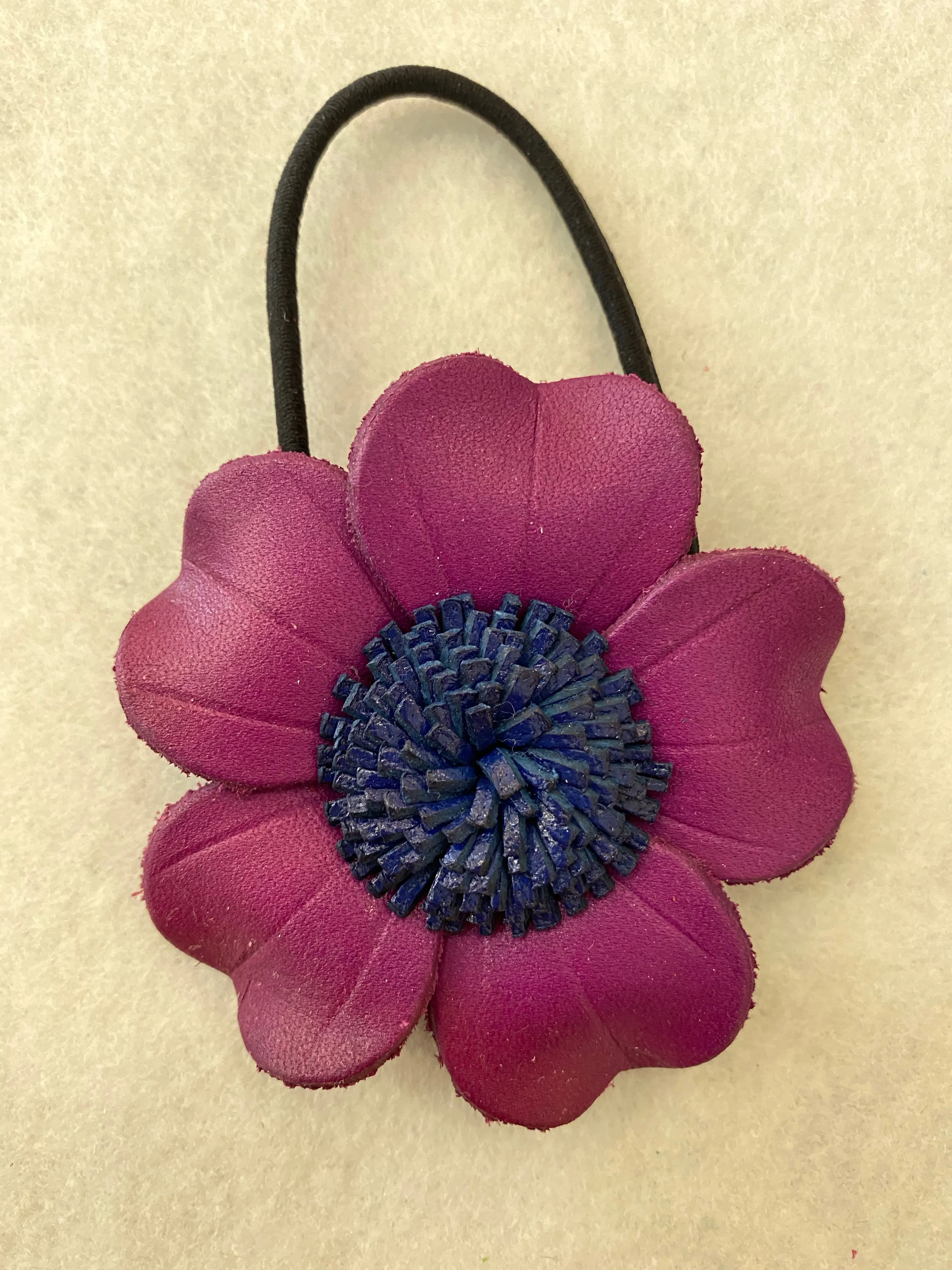 Large Genuine Leather Flower Scrunchies/ Hair Tie