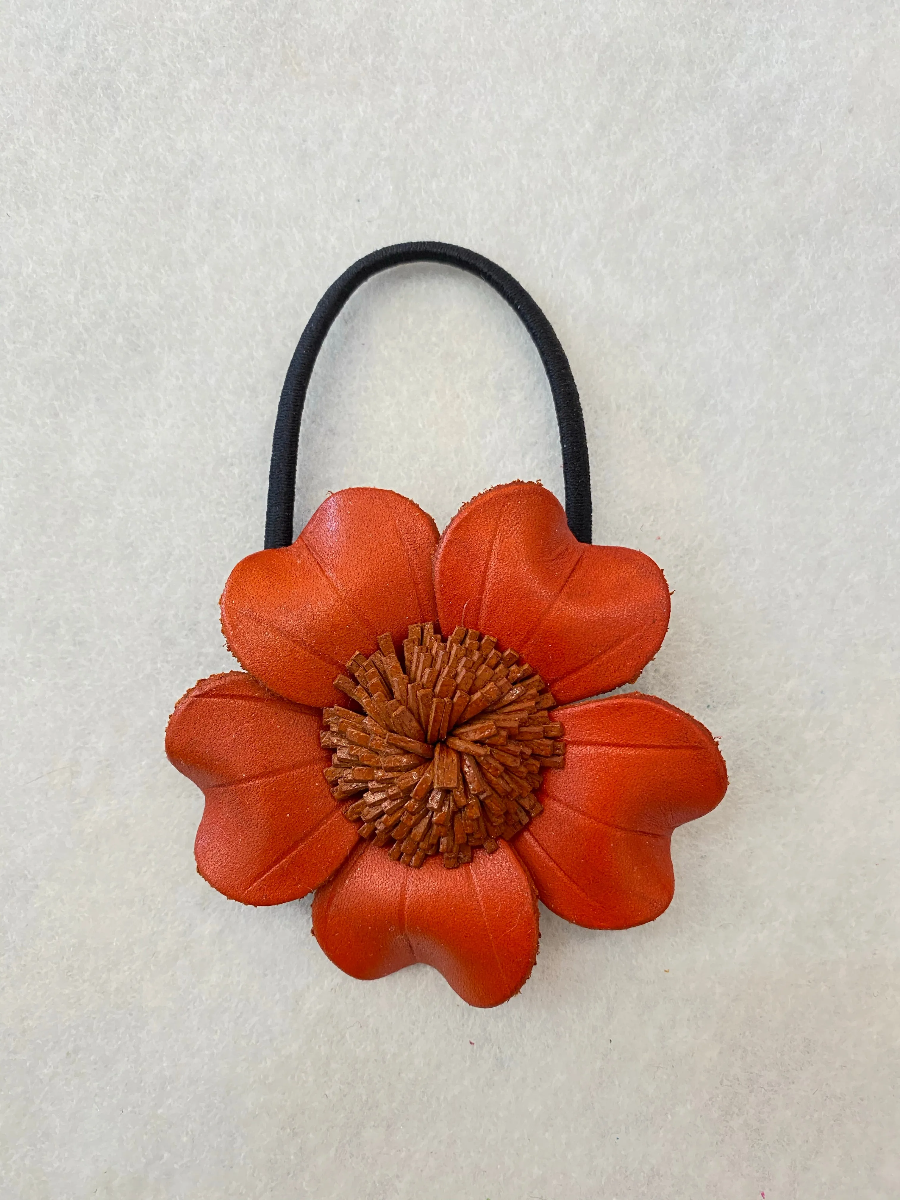 Large Genuine Leather Flower Scrunchies/ Hair Tie